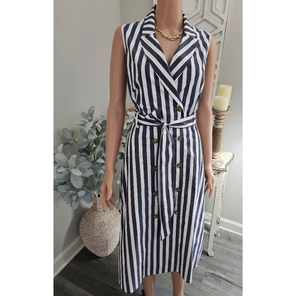 princess polly baby blue dress Women's Navy blue/striped Short-Sleeved Shirt Dress main image 1
